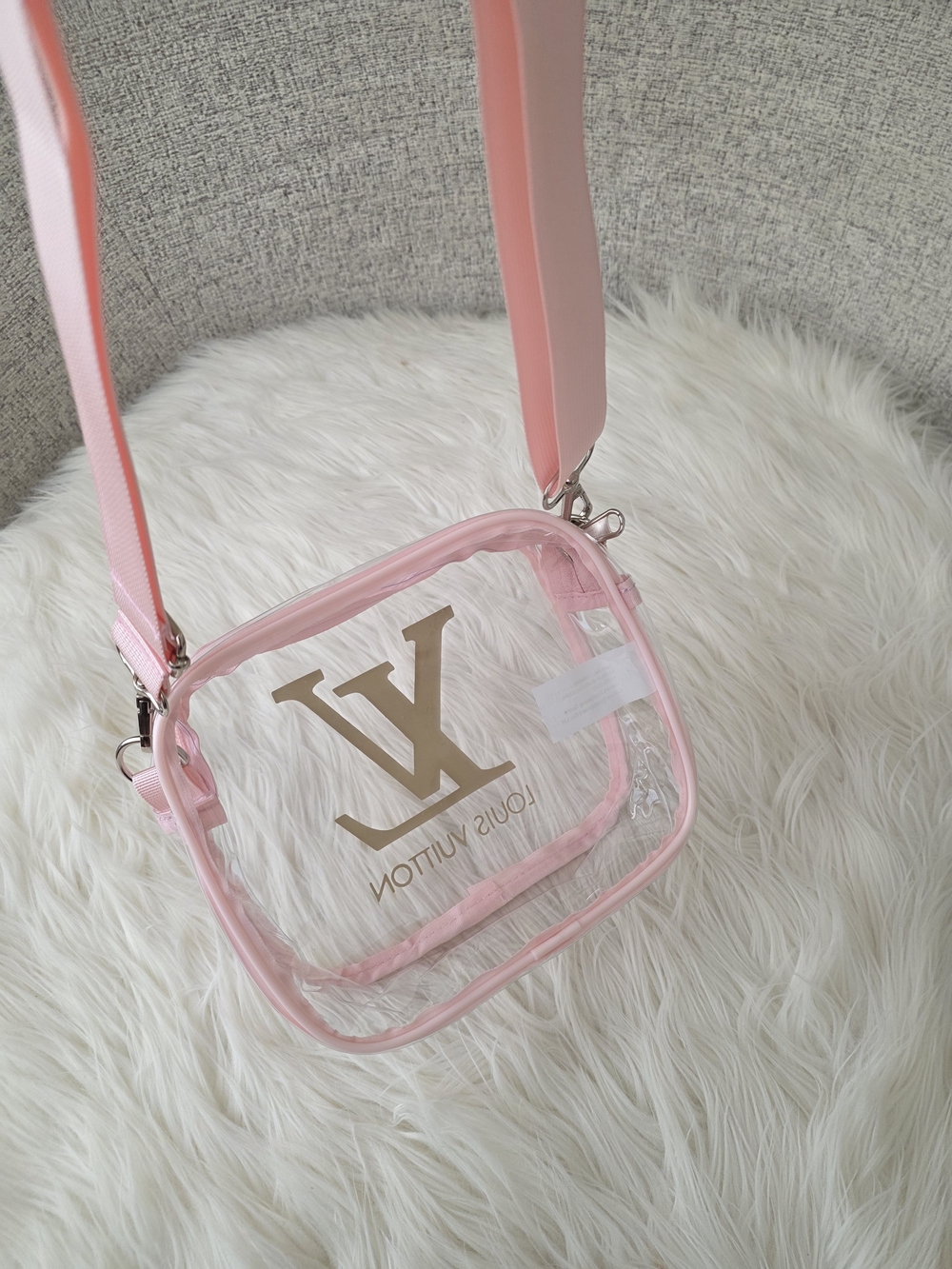 Pink Clear Crossbody Bag Stadium Bag Cosmetic Bag - Picture 6 of 9